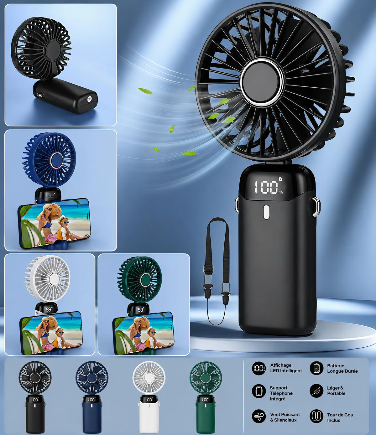 🥵 Mini Ventilateur Portable Rechargeable – Votre Solution Contre la Chaleur !