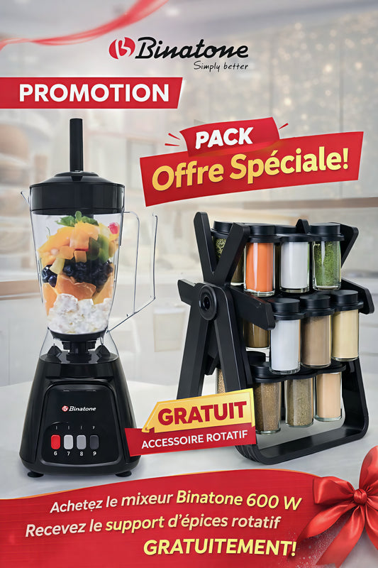 Moulinex Binatone 600W + Porte-Épices Rotatif Offert 🔥🎁