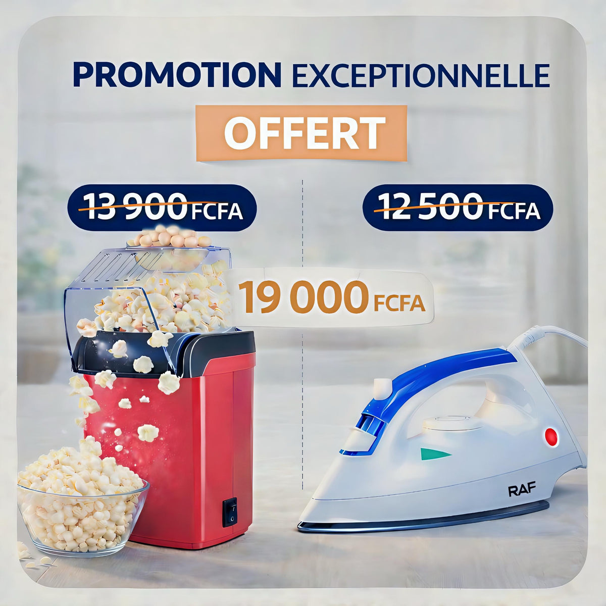 🎉 Offre exceptionnelle : Machine à Pop-Corn + Fer à Repasser Gratuit !