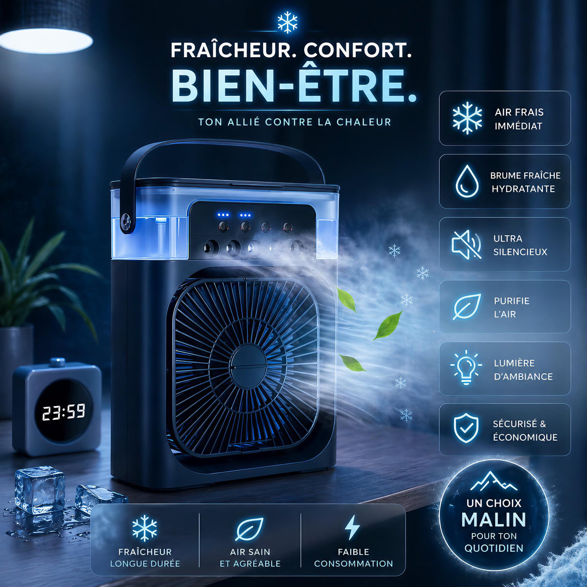 Le Mini Climatiseur 4-en-1 Qui Rafraîchit en Quelques Secondes