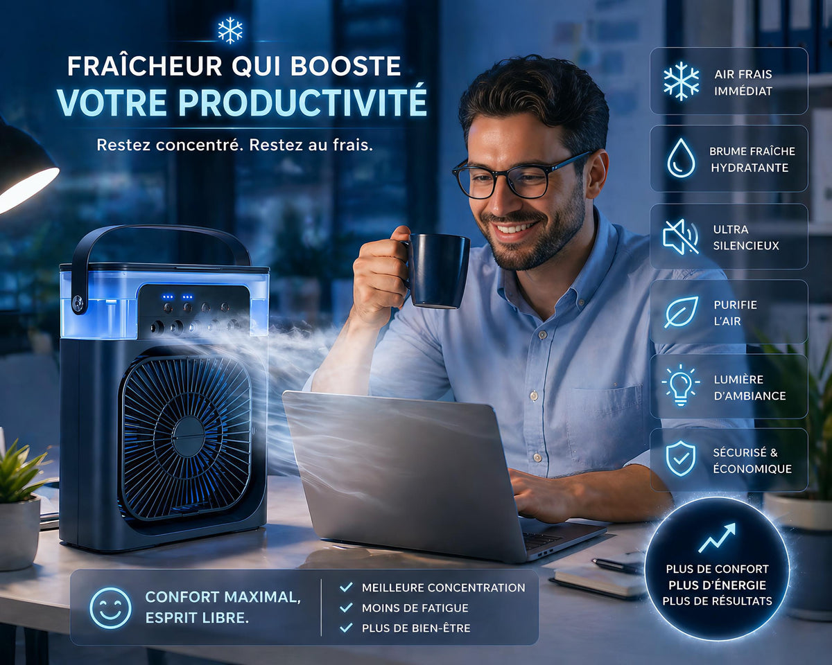 Le Mini Climatiseur 4-en-1 Qui Rafraîchit en Quelques Secondes